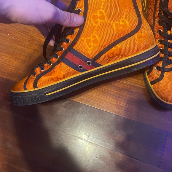 Orange high top Gucci Off The Grid Tennis 1997 collection - Picture 3 of 7